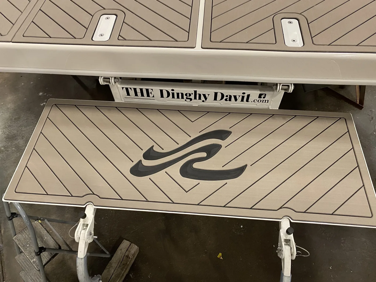 Sea Ray 450 Platform with new soft non-slip marine flooring installed by Precision Ceramics in Owen Sound